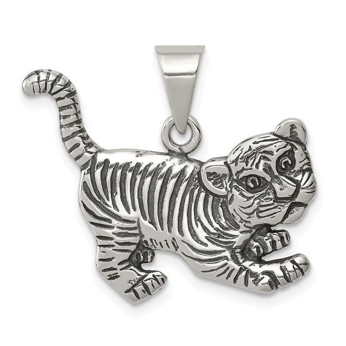 Million Charms 925 Sterling Silver Antiqued Tiger Charm