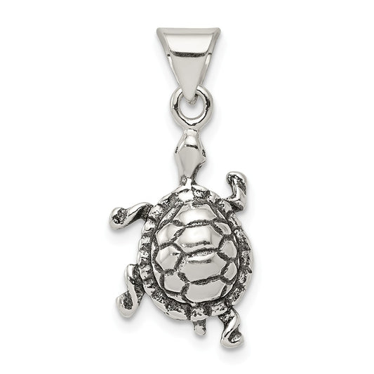 Million Charms 925 Sterling Silver Antiqued Turtle Charm