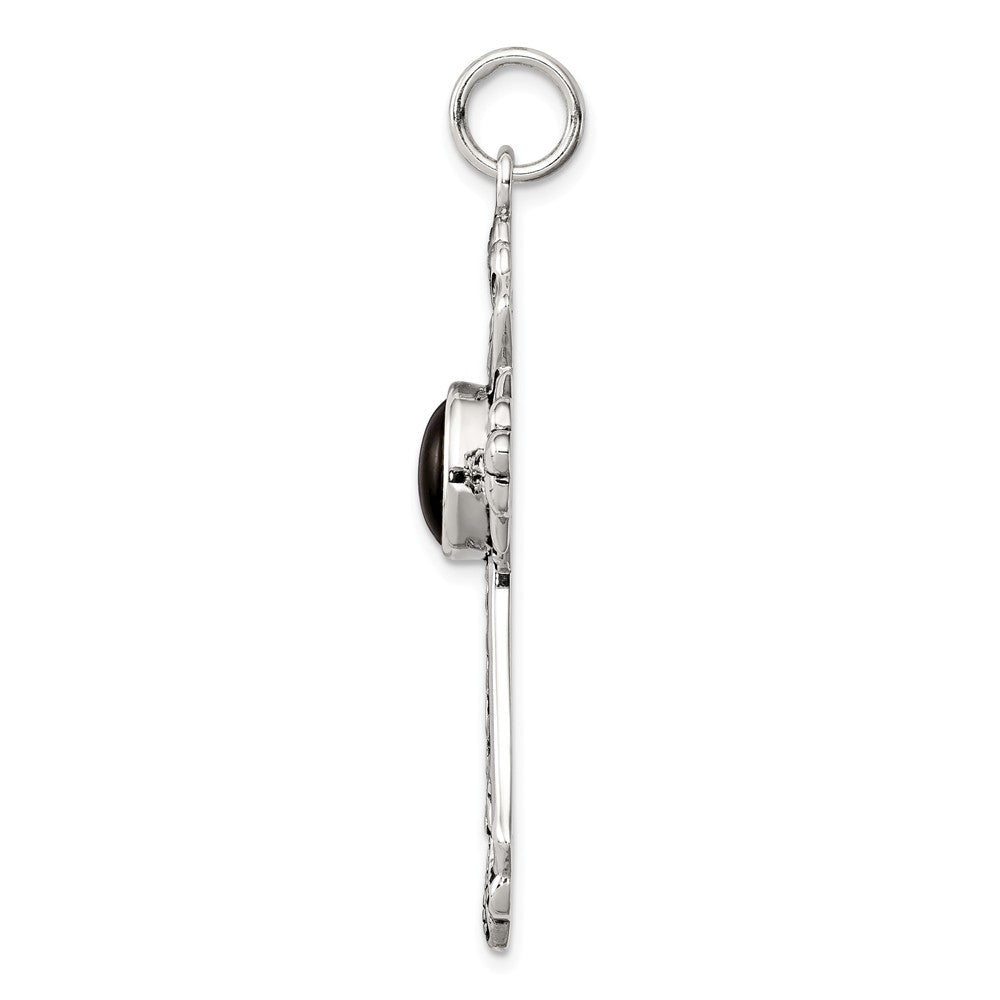 Million Charms 925 Sterling Silver Onyx Relgious Cross Pendant