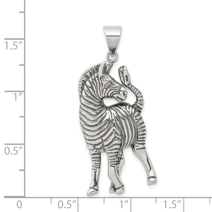 Million Charms 925 Sterling Silver Antiqued Zebra Pendant