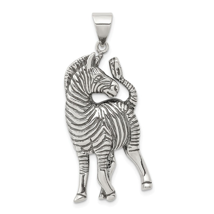 Million Charms 925 Sterling Silver Antiqued Zebra Pendant