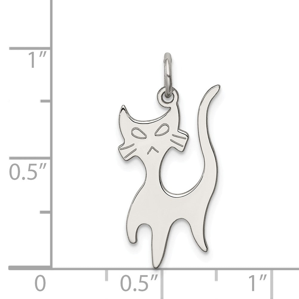 Million Charms 925 Sterling Silver Rhodium-Plated Cat Charm
