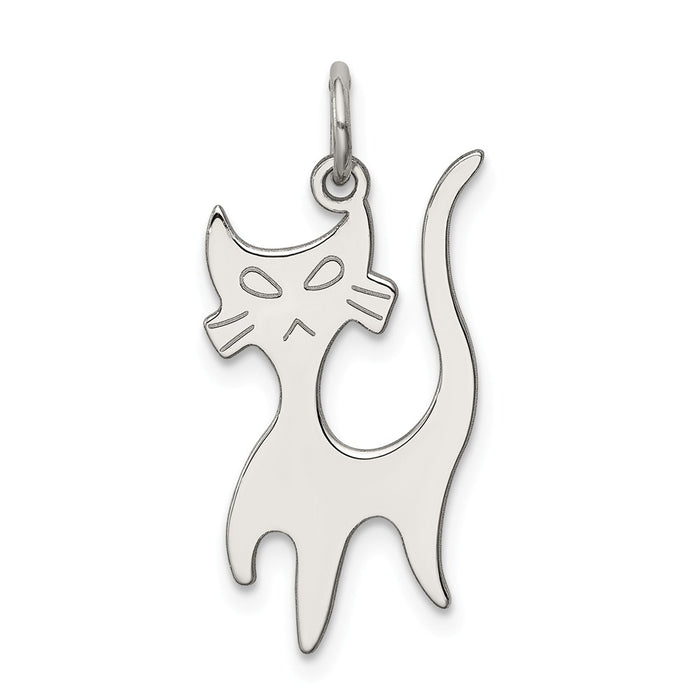 Million Charms 925 Sterling Silver Rhodium-Plated Cat Charm