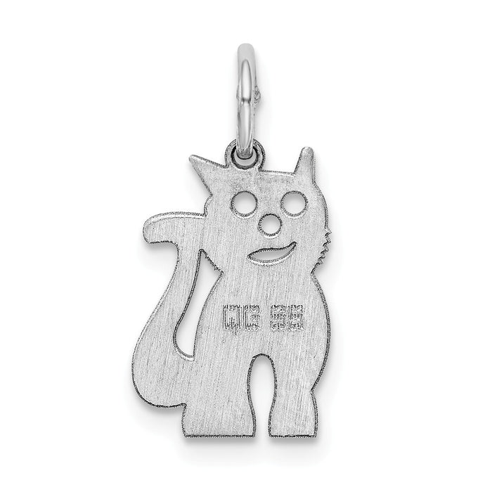 Million Charms 925 Sterling Silver Rhodium-Plated Cat Polished Charm