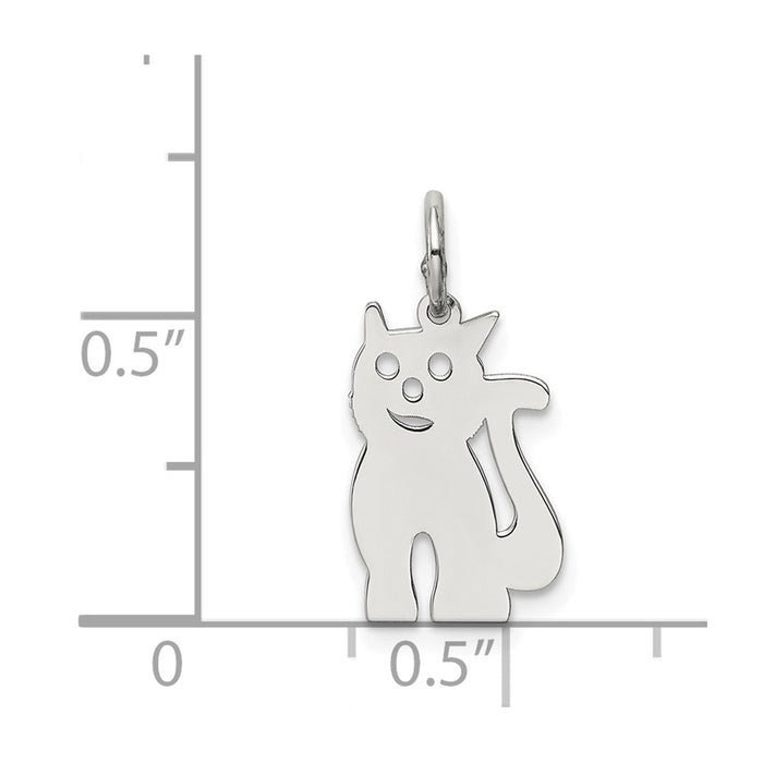 Million Charms 925 Sterling Silver Rhodium-Plated Cat Polished Charm