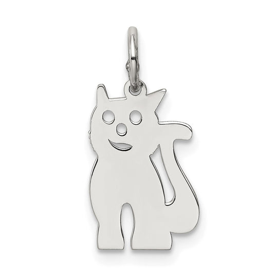 Million Charms 925 Sterling Silver Rhodium-Plated Cat Polished Charm