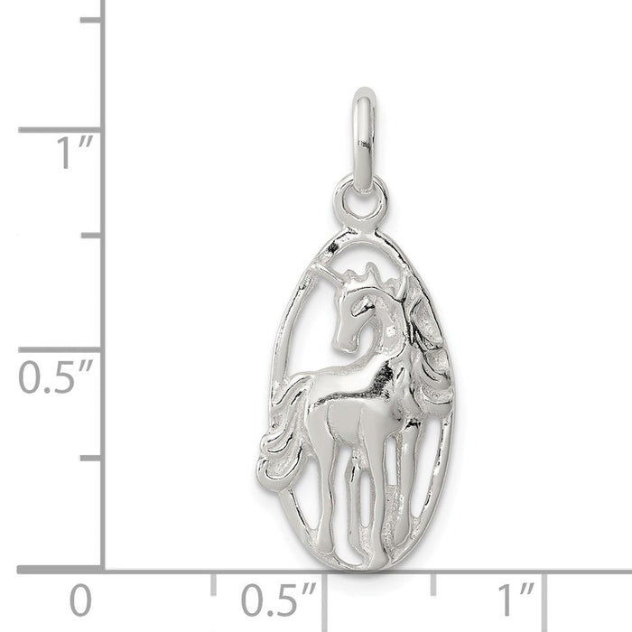 Million Charms 925 Sterling Silver Unicorn In Frame Charm