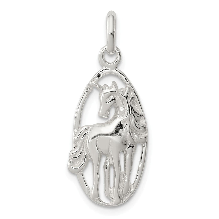 Million Charms 925 Sterling Silver Unicorn In Frame Charm