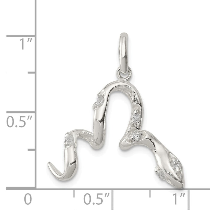 Million Charms 925 Sterling Silver (Cubic Zirconia) CZ Snake Charm