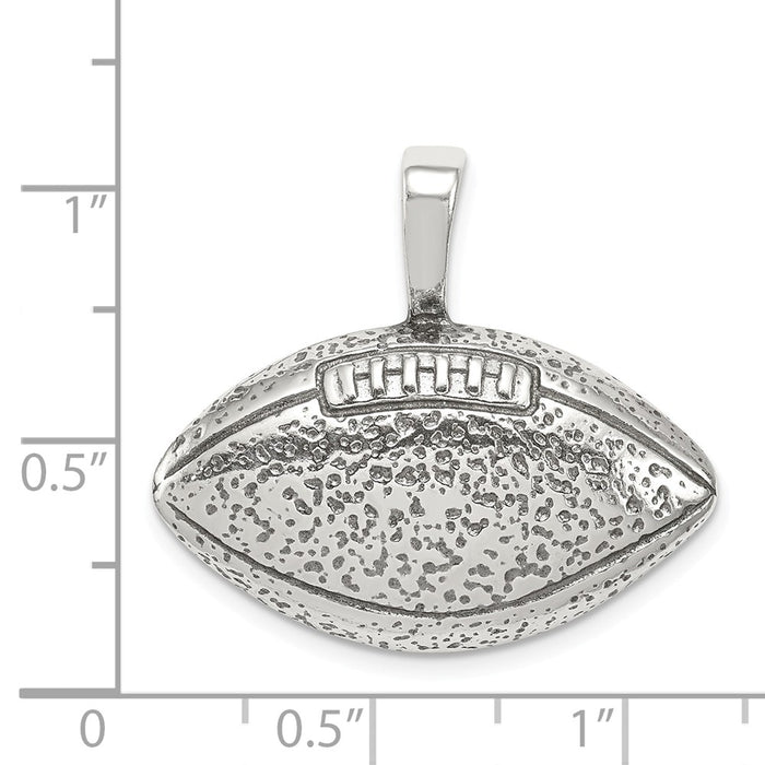 Million Charms 925 Sterling Silver Antiqued Sports Football Pendant