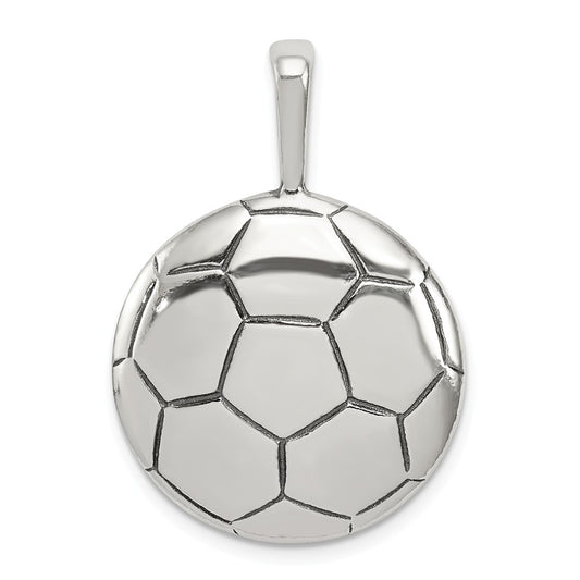 Million Charms 925 Sterling Silver Antiqued Sports Soccer Ball Pendant
