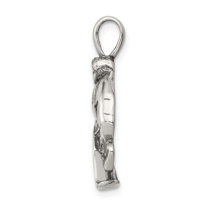 Million Charms 925 Sterling Silver Antiqued Sports Hockey Player Charm