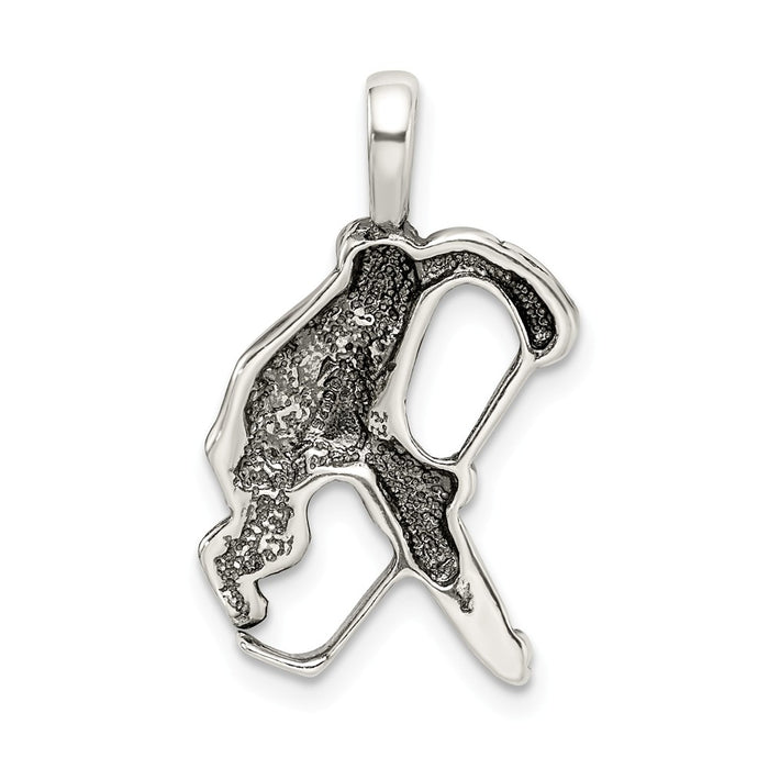 Million Charms 925 Sterling Silver Antiqued Sports Hockey Player Charm