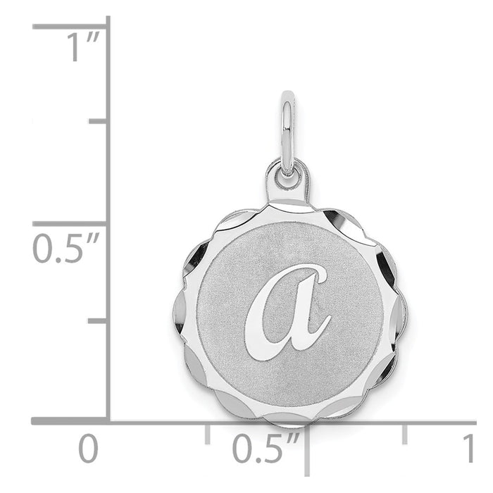 Million Charms 925 Sterling Silver Rhodium-Plated Brocaded Alphabet Letter Initial A Charm