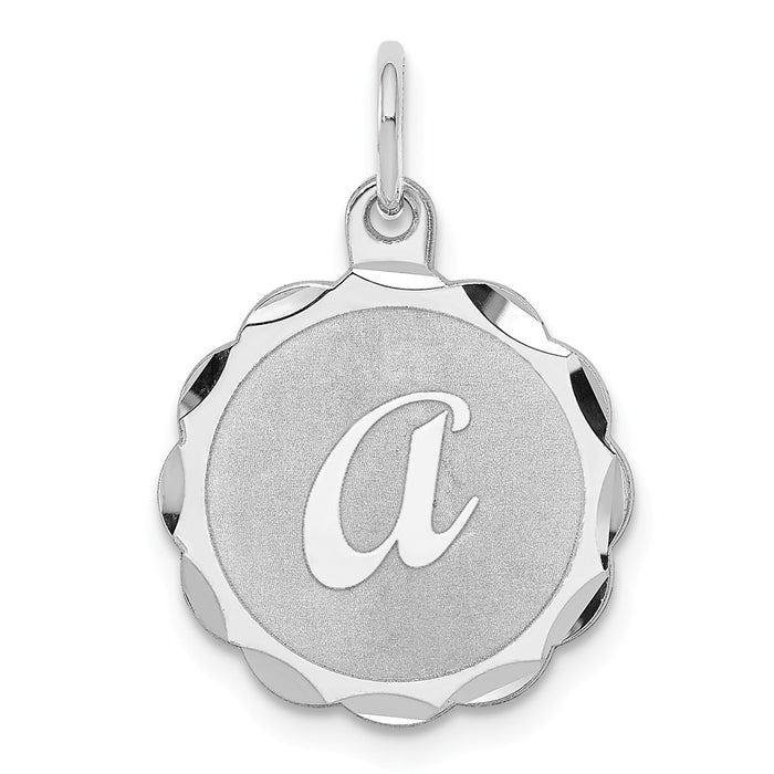 Million Charms 925 Sterling Silver Rhodium-Plated Brocaded Alphabet Letter Initial A Charm