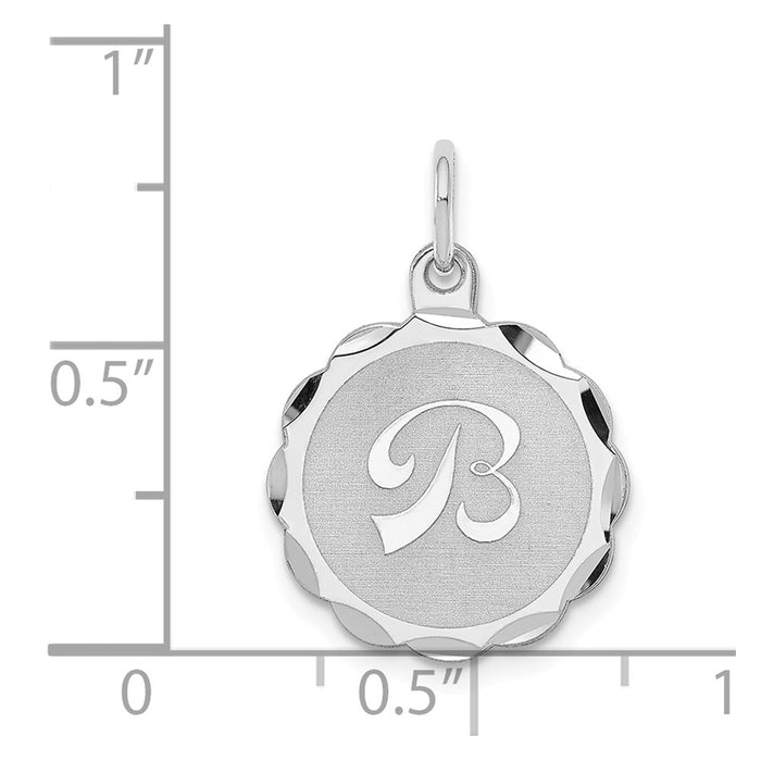 Million Charms 925 Sterling Silver Rhodium-Plated Brocaded Alphabet Letter Initial B Charm