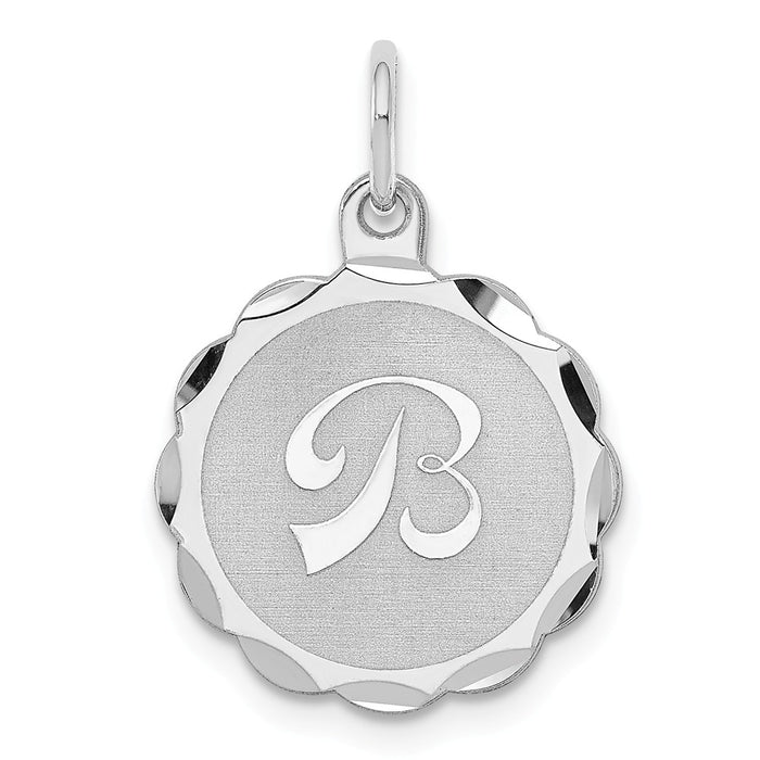 Million Charms 925 Sterling Silver Rhodium-Plated Brocaded Alphabet Letter Initial B Charm