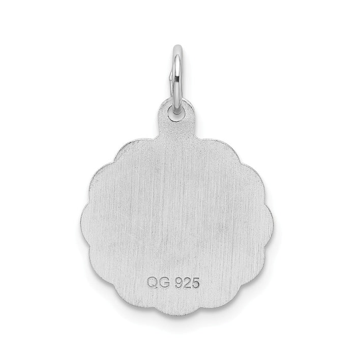 Million Charms 925 Sterling Silver Rhodium-Plated Brocaded Alphabet Letter Initial D Charm