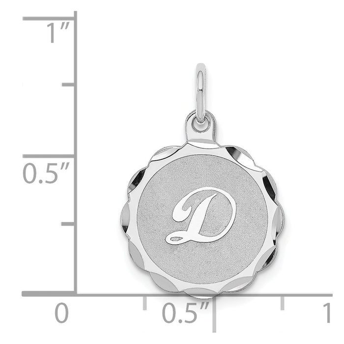 Million Charms 925 Sterling Silver Rhodium-Plated Brocaded Alphabet Letter Initial D Charm