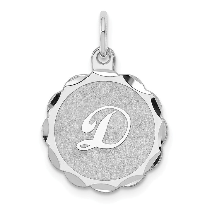 Million Charms 925 Sterling Silver Rhodium-Plated Brocaded Alphabet Letter Initial D Charm