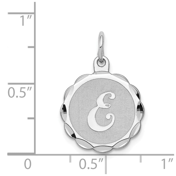 Million Charms 925 Sterling Silver Rhodium-Plated Brocaded Alphabet Letter Initial E Charm