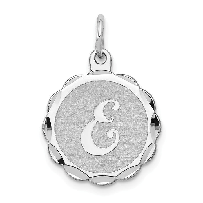 Million Charms 925 Sterling Silver Rhodium-Plated Brocaded Alphabet Letter Initial E Charm