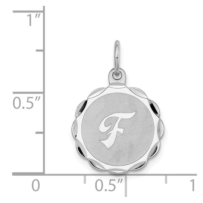 Million Charms 925 Sterling Silver Rhodium-Plated Brocaded Alphabet Letter Initial F Charm