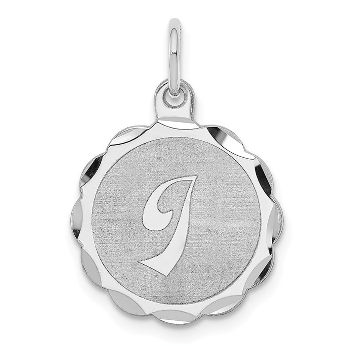 Million Charms 925 Sterling Silver Rhodium-Plated Brocaded Alphabet Letter Initial I Charm