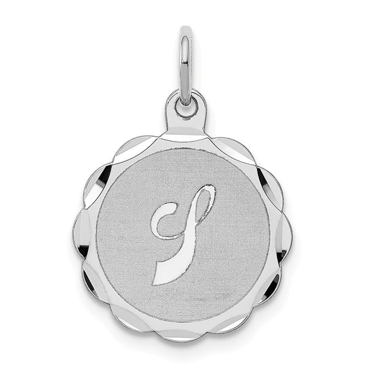 Million Charms 925 Sterling Silver Rhodium-Plated Brocaded Alphabet Letter Initial J Charm