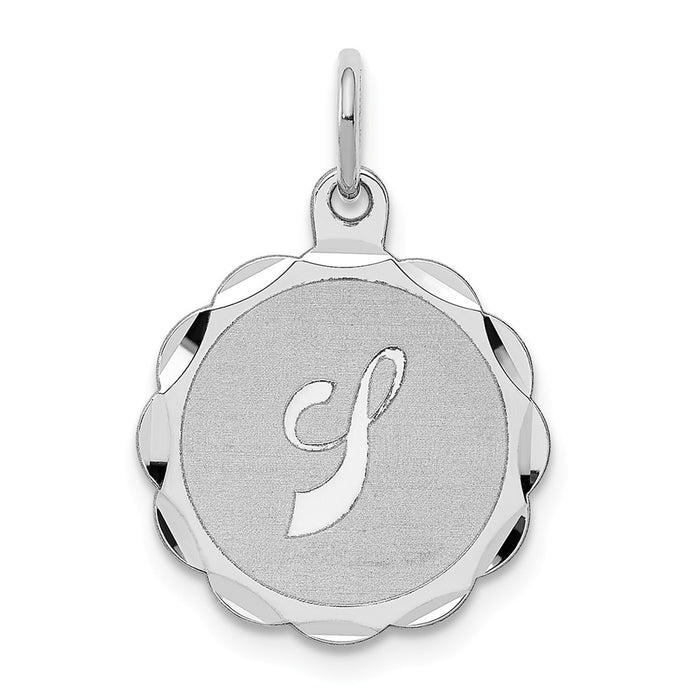 Million Charms 925 Sterling Silver Rhodium-Plated Brocaded Alphabet Letter Initial J Charm