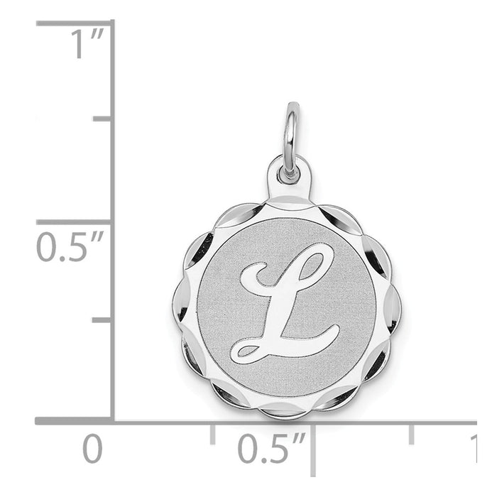 Million Charms 925 Sterling Silver Rhodium-Plated Brocaded Alphabet Letter Initial L Charm