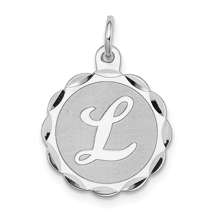 Million Charms 925 Sterling Silver Rhodium-Plated Brocaded Alphabet Letter Initial L Charm