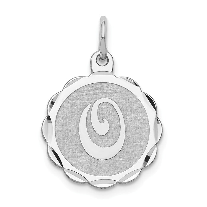 Million Charms 925 Sterling Silver Rhodium-Plated Brocaded Alphabet Letter Initial ''O'' Charm