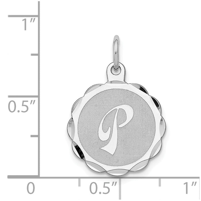 Million Charms 925 Sterling Silver Rhodium-Plated Brocaded Alphabet Letter Initial P Charm