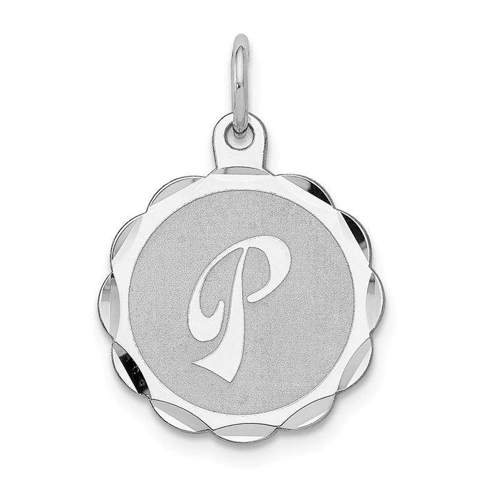 Million Charms 925 Sterling Silver Rhodium-Plated Brocaded Alphabet Letter Initial P Charm