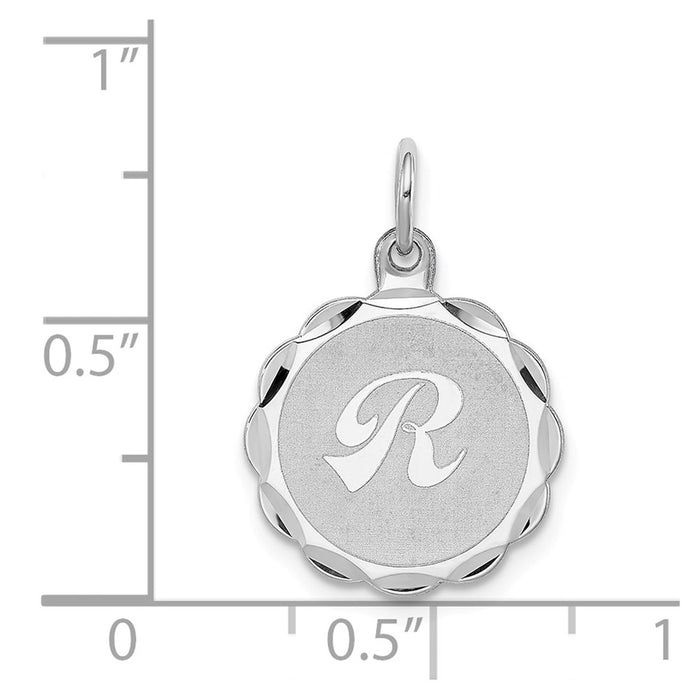 Million Charms 925 Sterling Silver Rhodium-Plated Brocaded Alphabet Letter Initial R Charm