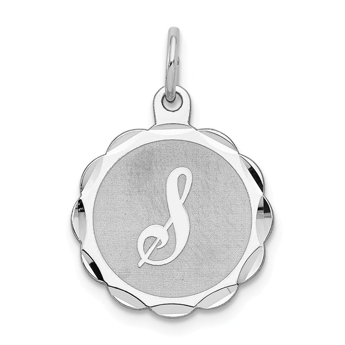 Million Charms 925 Sterling Silver Rhodium-Plated Brocaded Alphabet Letter Initial S Charm