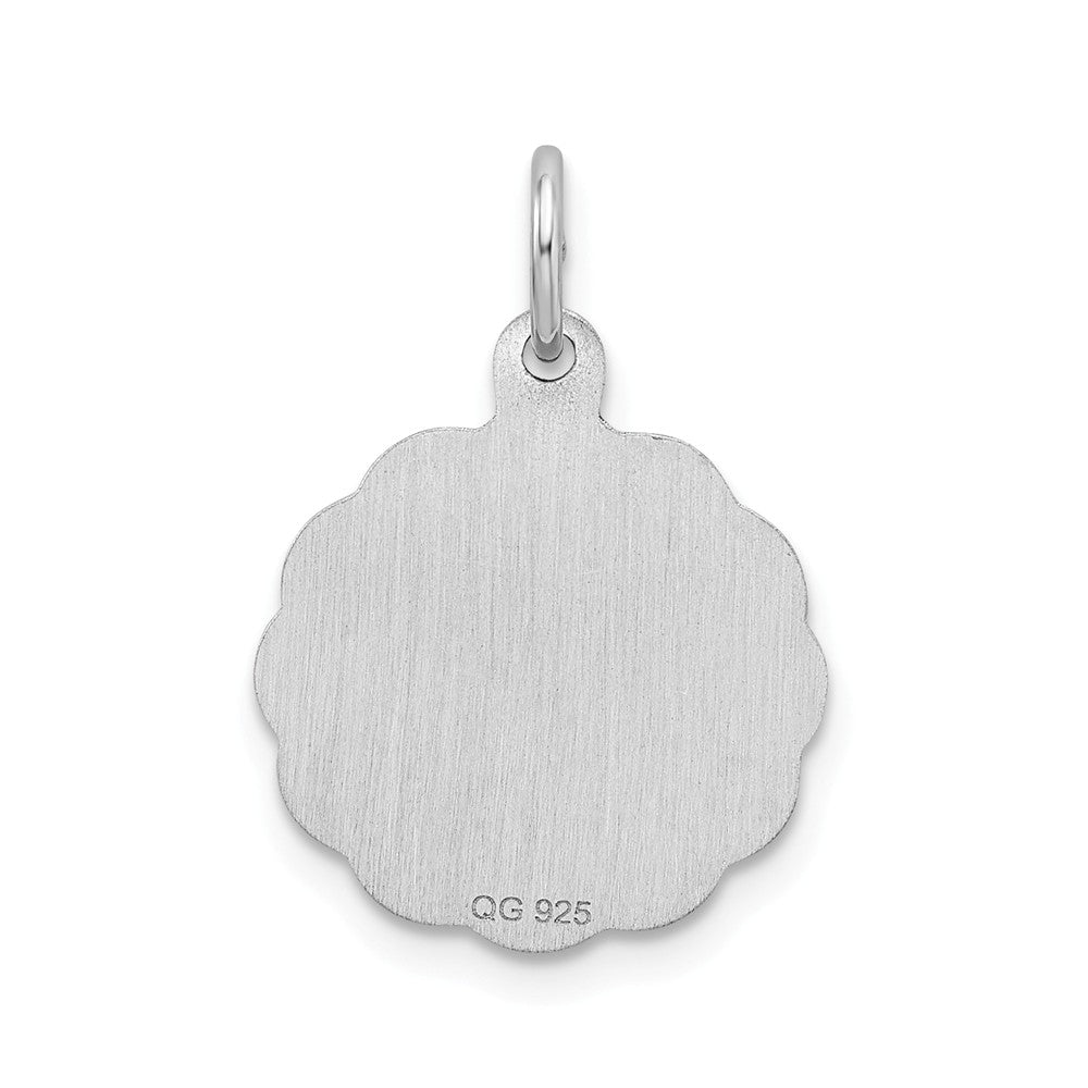 Million Charms 925 Sterling Silver Rhodium-Plated Brocaded Alphabet Letter Initial V Charm