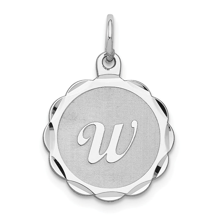 Million Charms 925 Sterling Silver Rhodium-Plated Brocaded Alphabet Letter Initial W Charm