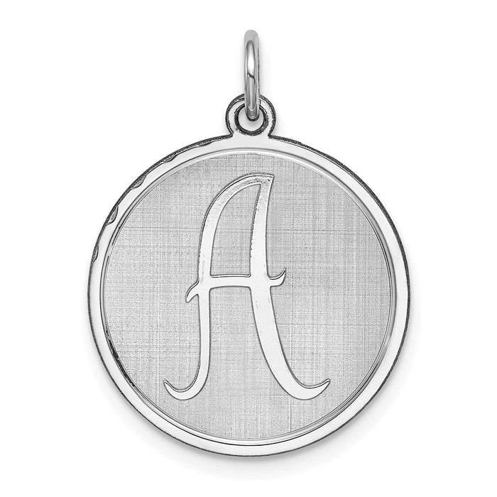 Million Charms 925 Sterling Silver Rhodium-Plated Brocaded Alphabet Letter Initial A Charm