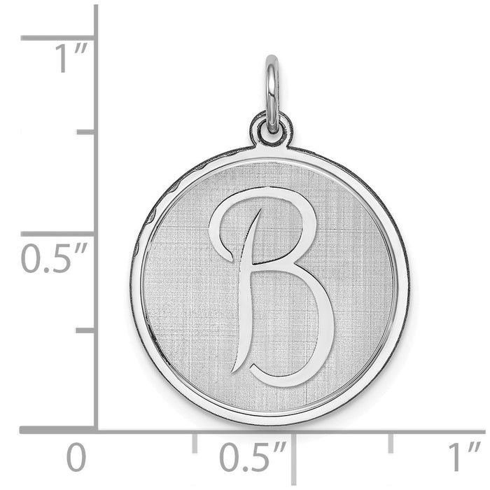 Million Charms 925 Sterling Silver Rhodium-Plated Brocaded Alphabet Letter Initial B Charm