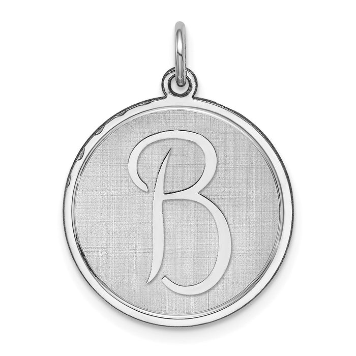 Million Charms 925 Sterling Silver Rhodium-Plated Brocaded Alphabet Letter Initial B Charm