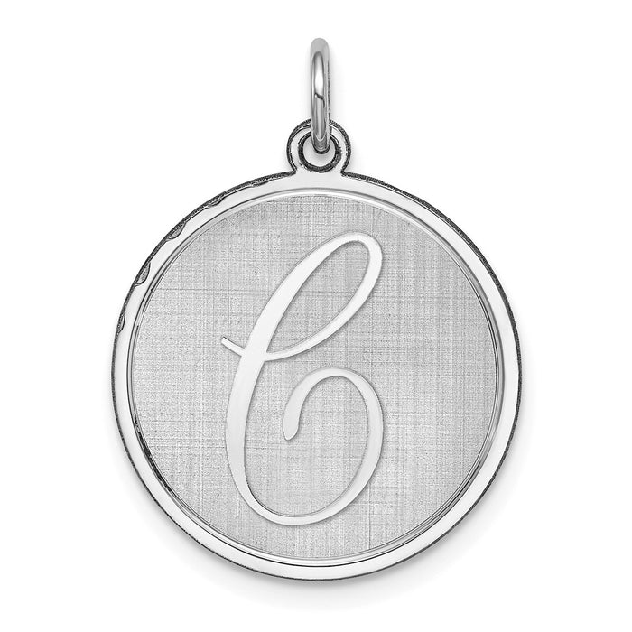 Million Charms 925 Sterling Silver Rhodium-Plated Brocaded Alphabet Letter Initial C Charm