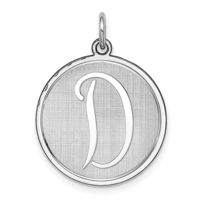 Million Charms 925 Sterling Silver Rhodium-Plated Brocaded Alphabet Letter Initial D Charm