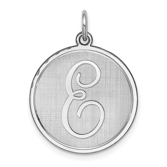 Million Charms 925 Sterling Silver Rhodium-Plated Brocaded Alphabet Letter Initial E Charm