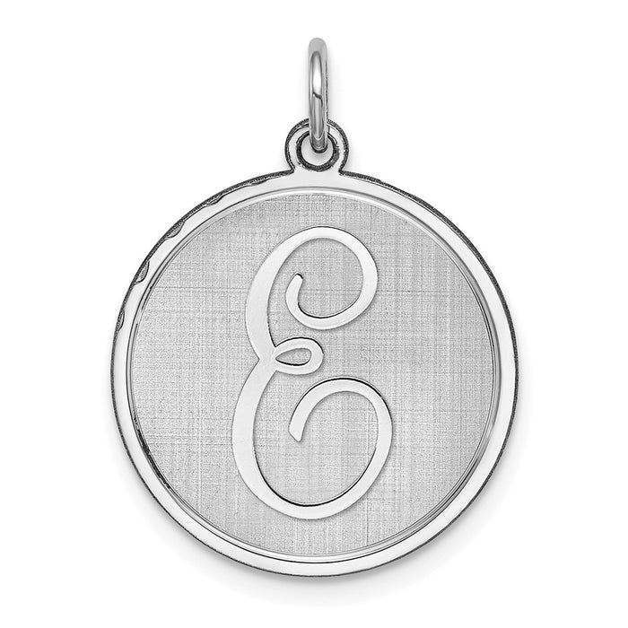 Million Charms 925 Sterling Silver Rhodium-Plated Brocaded Alphabet Letter Initial E Charm