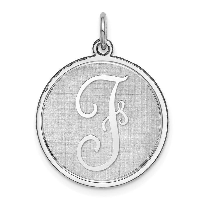 Million Charms 925 Sterling Silver Rhodium-Plated Brocaded Alphabet Letter Initial F Charm