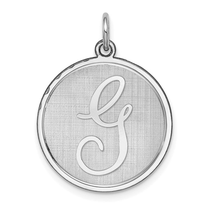 Million Charms 925 Sterling Silver Rhodium-Plated Brocaded Alphabet Letter Initial G Charm