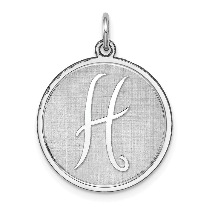 Million Charms 925 Sterling Silver Rhodium-Plated Brocaded Alphabet Letter Initial H Charm