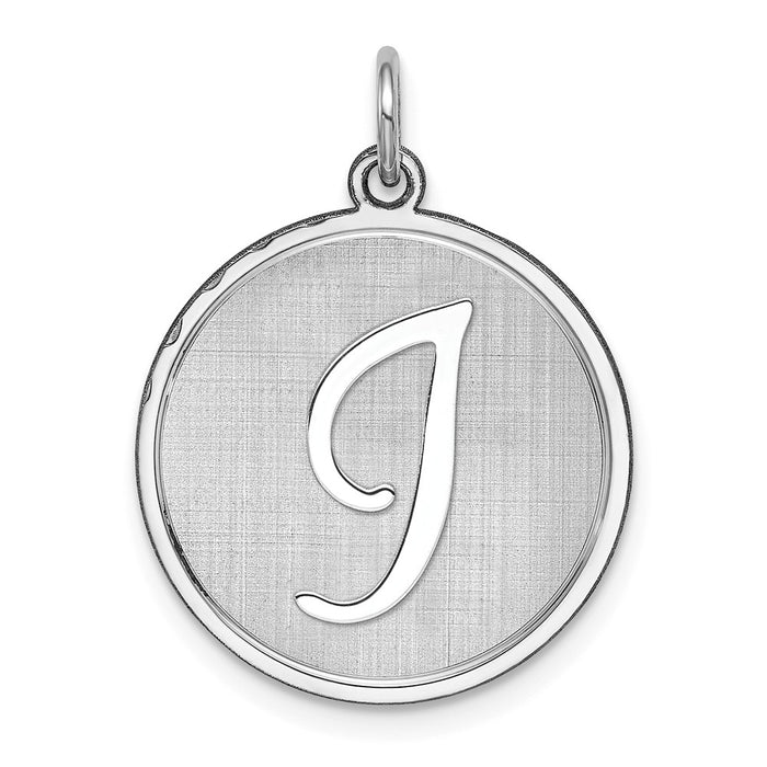 Million Charms 925 Sterling Silver Rhodium-Plated Brocaded Alphabet Letter Initial I Charm